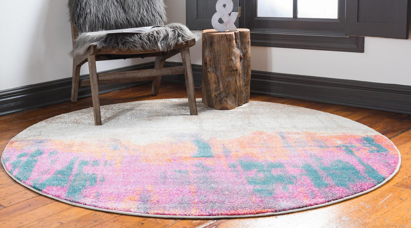 Serenade Oasis Collection Area Rug - Solace Round Pink lifestyle 16