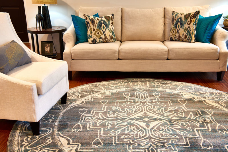 Serenade Oasis Collection Area Rug - Utopia Round Gray lifestyle 46