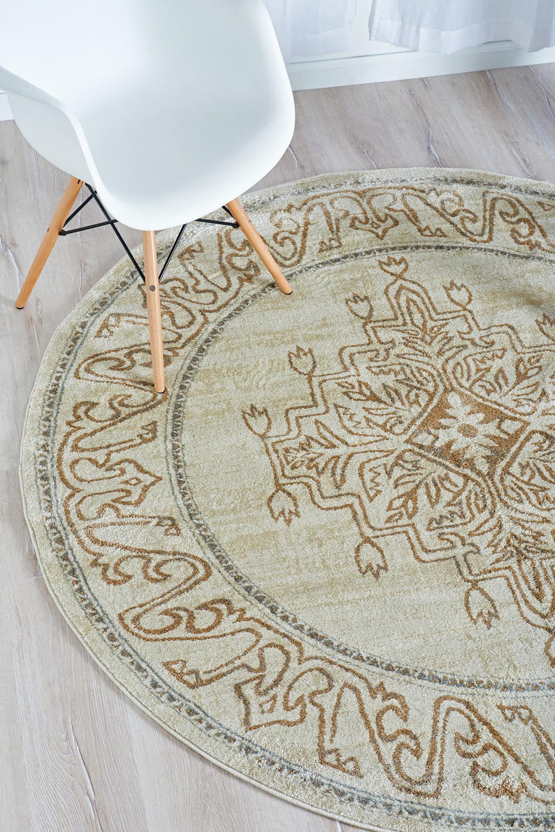 Serenade Oasis Collection Area Rug - Utopia Round Beige lifestyle 45