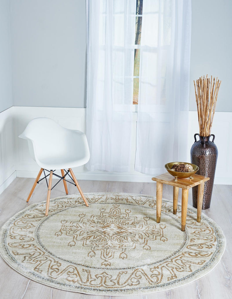 Serenade Oasis Collection Area Rug - Utopia Round Beige lifestyle 47