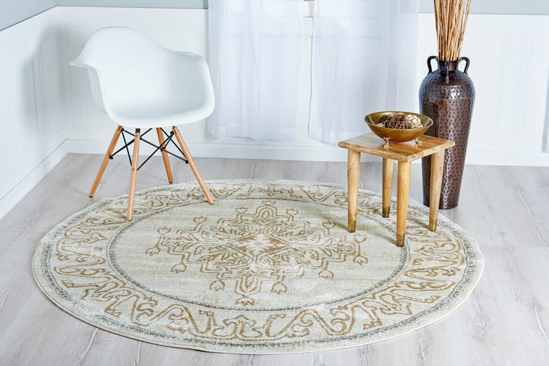Serenade Oasis Collection Area Rug - Utopia Round Beige lifestyle 48