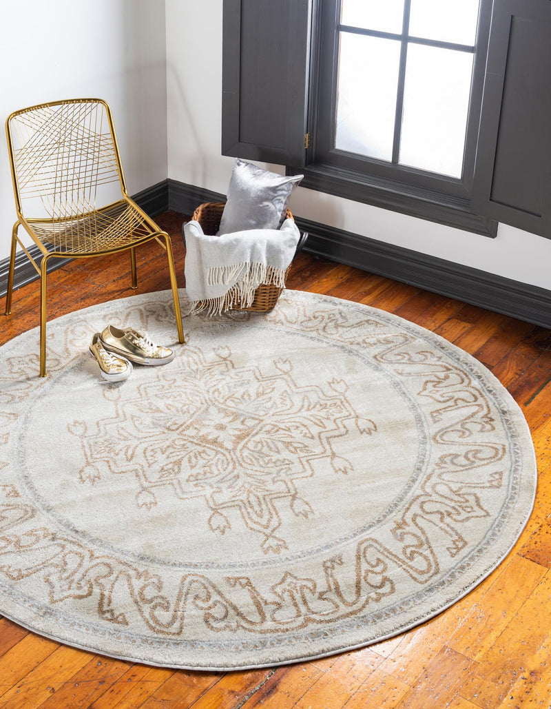 Serenade Oasis Collection Area Rug - Utopia Round Beige lifestyle 38