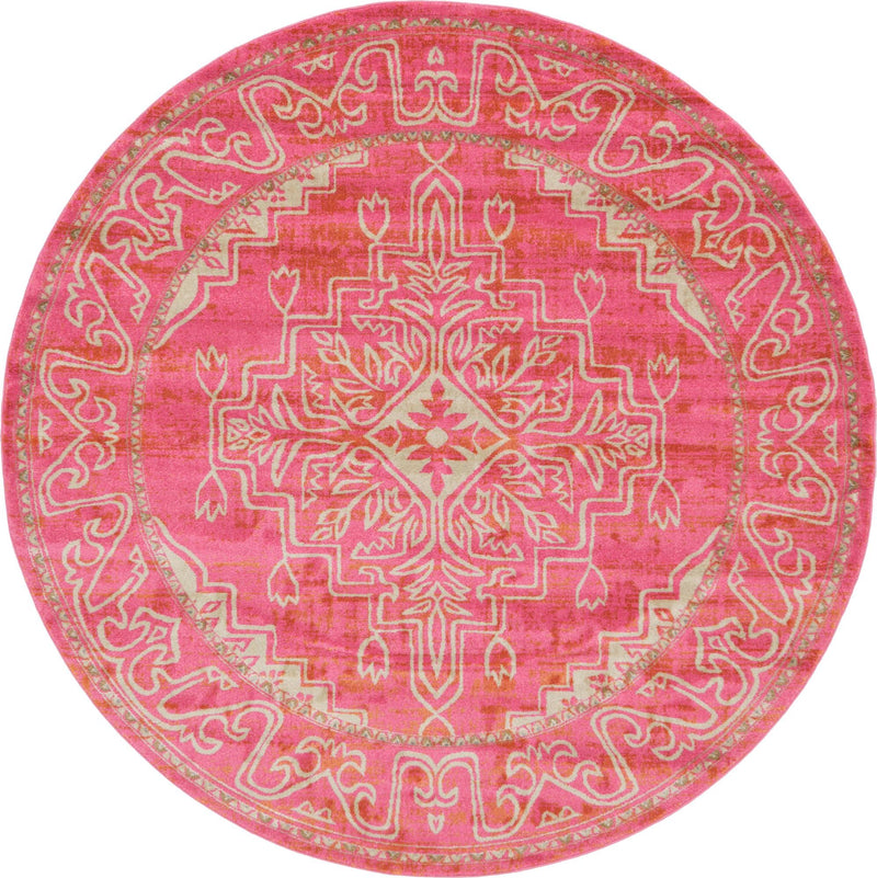 Serenade Oasis Collection Area Rug - Utopia Round Pink lifestyle 36