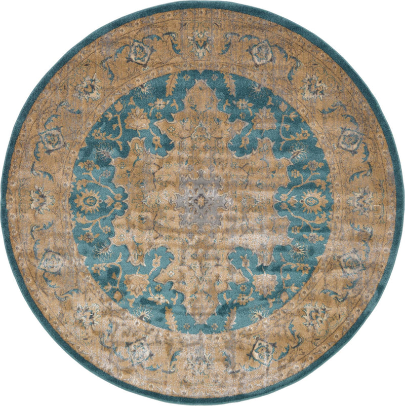 Serenade Oasis Collection Area Rug - Serenity Round Teal lifestyle 5