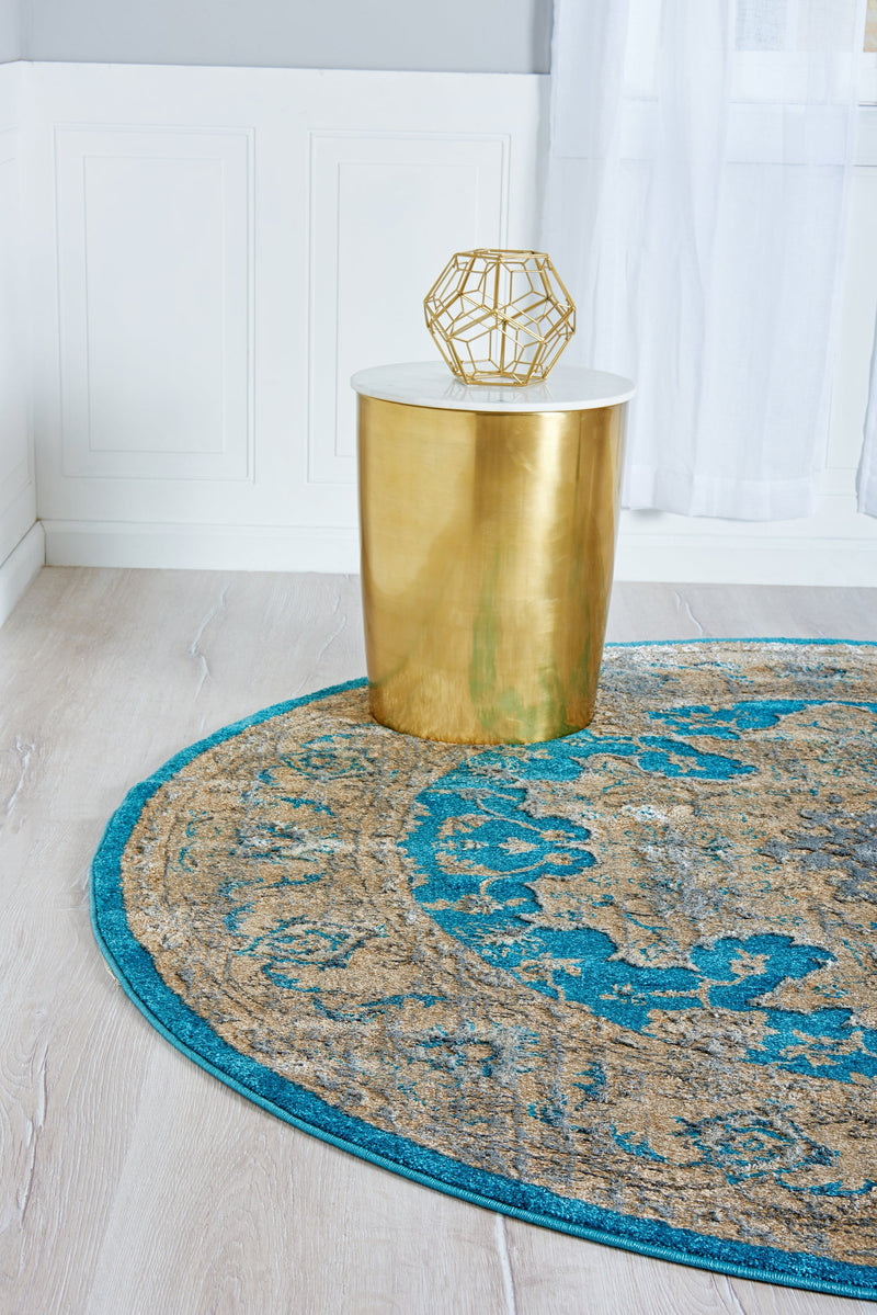 Serenade Oasis Collection Area Rug - Serenity Round Teal lifestyle 11