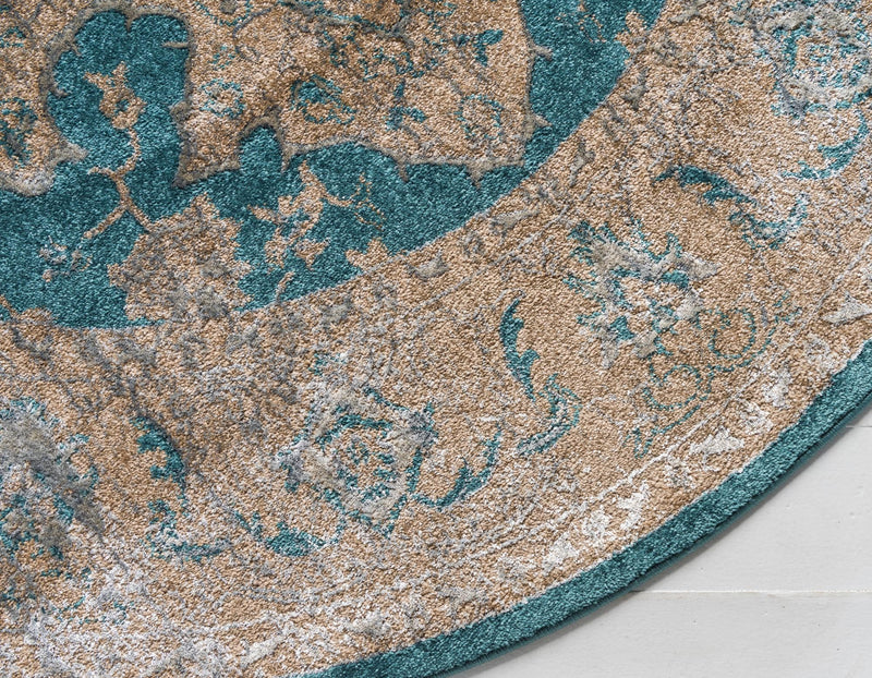 Serenade Oasis Collection Area Rug - Serenity Round Teal lifestyle 27