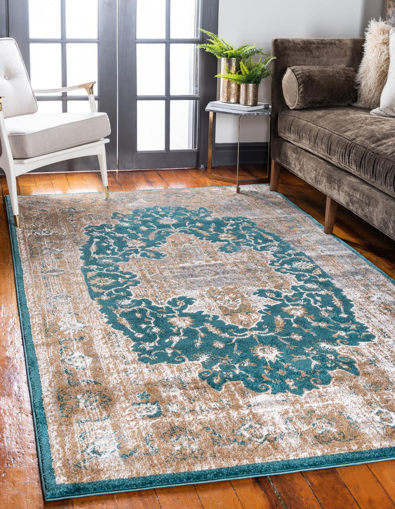 Serenade Oasis Collection Area Rug - Serenity Rectangle Teal lifestyle 2