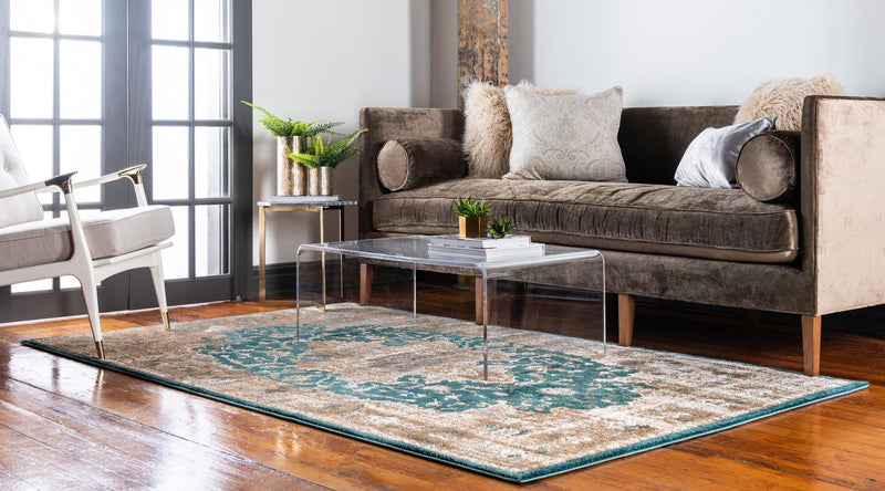 Serenade Oasis Collection Area Rug - Serenity Rectangle Teal lifestyle 3