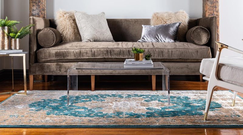 Serenade Oasis Collection Area Rug - Serenity Rectangle Teal lifestyle 4