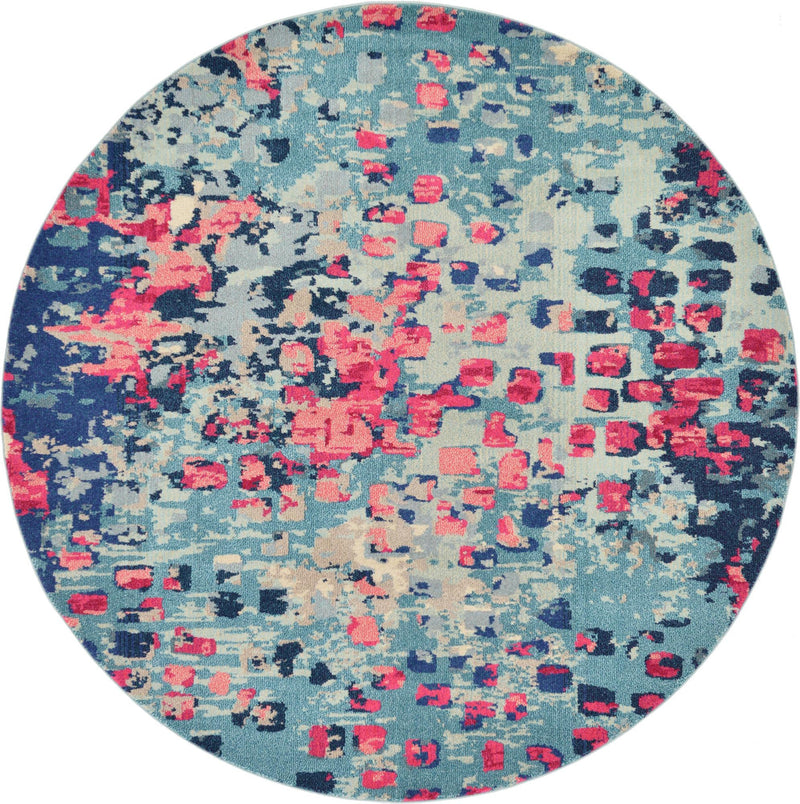 Sevilla Splendor Collection Area Rug - Alcazar Round Blue lifestyle 73