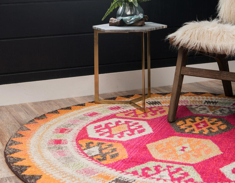 Sedona Vista Collection Area Rug - Gila Round Red lifestyle 23