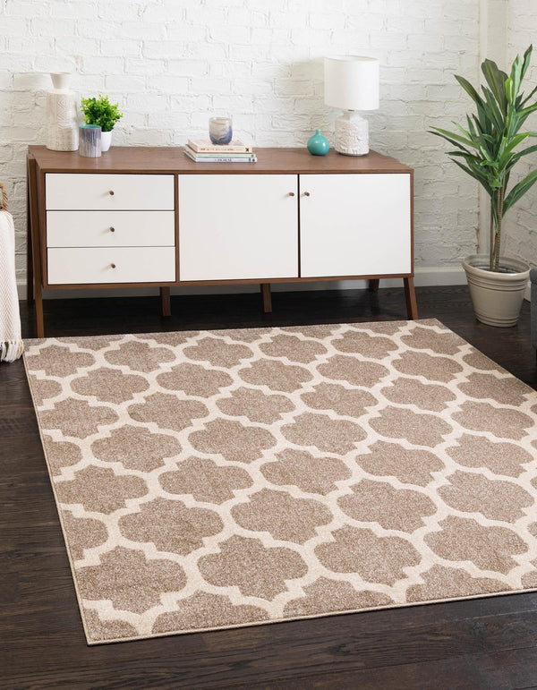 Lattice Gardens Collection Area Rug - Bloomfield (Light Brown) Square Light Brown lifestyle 26