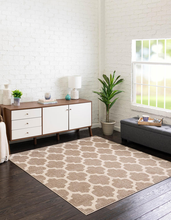 Lattice Gardens Collection Area Rug - Bloomfield (Light Brown) Square Light Brown lifestyle 31