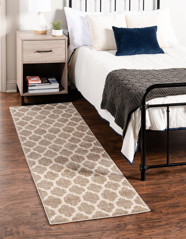 Lattice Gardens Collection Area Rug - Bloomfield (Light Brown) Runner Light Brown lifestyle 25