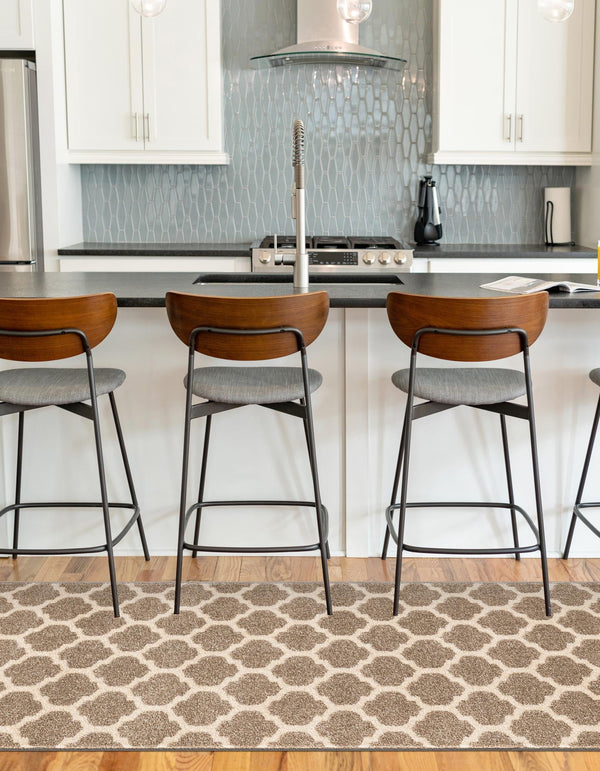 Lattice Gardens Collection Area Rug - Bloomfield (Light Brown) Runner Light Brown lifestyle 34