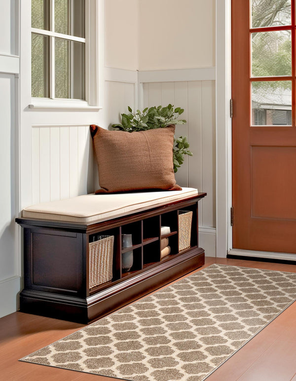 Lattice Gardens Collection Area Rug - Bloomfield (Light Brown) Runner Light Brown lifestyle 38