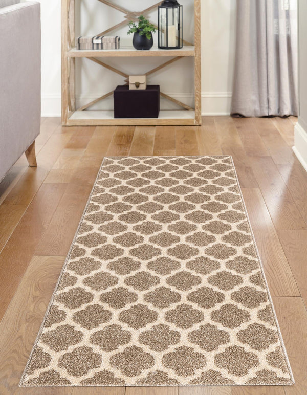 Lattice Gardens Collection Area Rug - Bloomfield (Light Brown) Runner Light Brown lifestyle 42