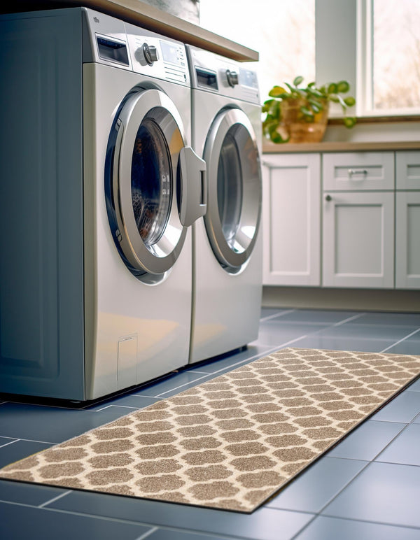 Lattice Gardens Collection Area Rug - Bloomfield (Light Brown) Runner Light Brown lifestyle 46