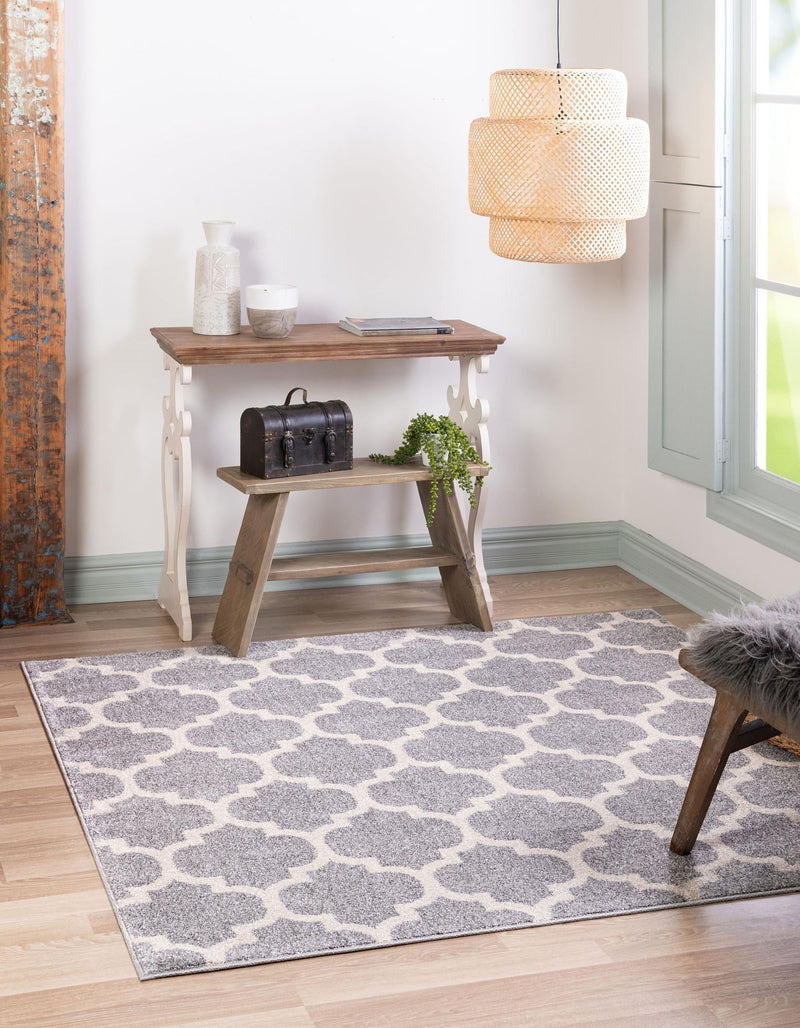 Lattice Gardens Collection Area Rug - Bloomfield (Light Gray) Square Light Gray lifestyle 20