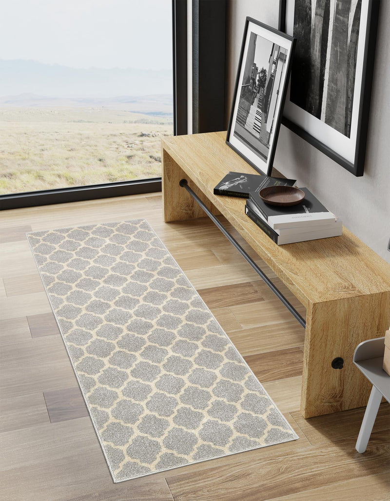 Lattice Gardens Collection Area Rug - Bloomfield (Light Gray) Runner Light Gray lifestyle 19