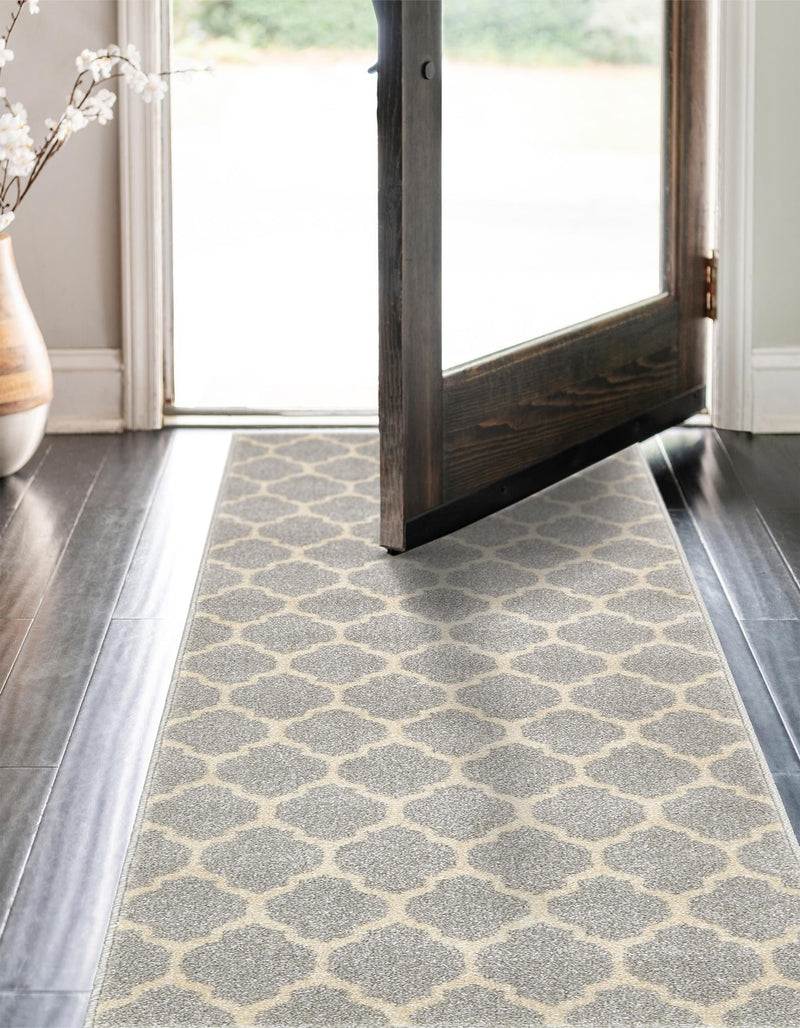 Lattice Gardens Collection Area Rug - Bloomfield (Light Gray) Runner Light Gray lifestyle 23