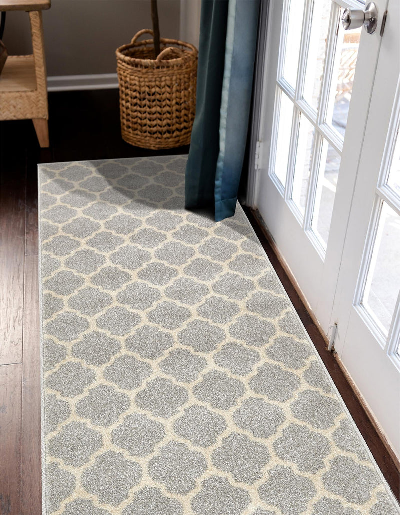 Lattice Gardens Collection Area Rug - Bloomfield (Light Gray) Runner Light Gray lifestyle 30