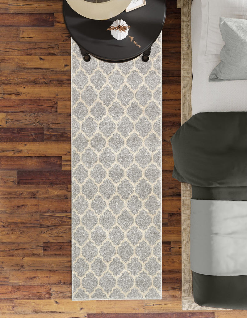 Lattice Gardens Collection Area Rug - Bloomfield (Light Gray) Runner Light Gray lifestyle 54
