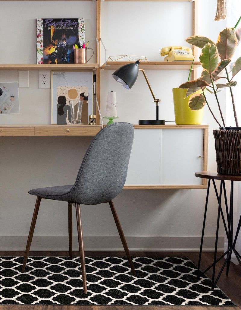 Lattice Gardens Collection Area Rug - Bloomfield (Black) Runner Black lifestyle 23