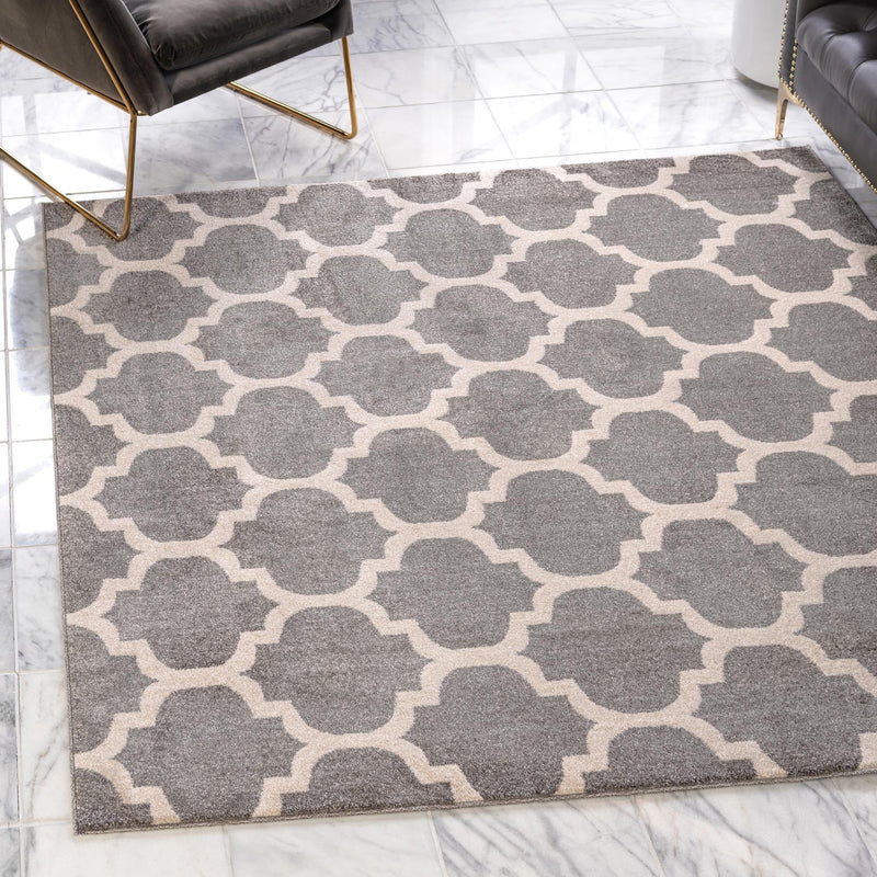 Lattice Gardens Collection Area Rug - Bloomfield (Dark Gray) Square Dark Gray lifestyle 20