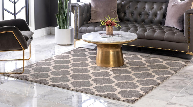 Lattice Gardens Collection Area Rug - Bloomfield (Dark Gray) Square Dark Gray lifestyle 24