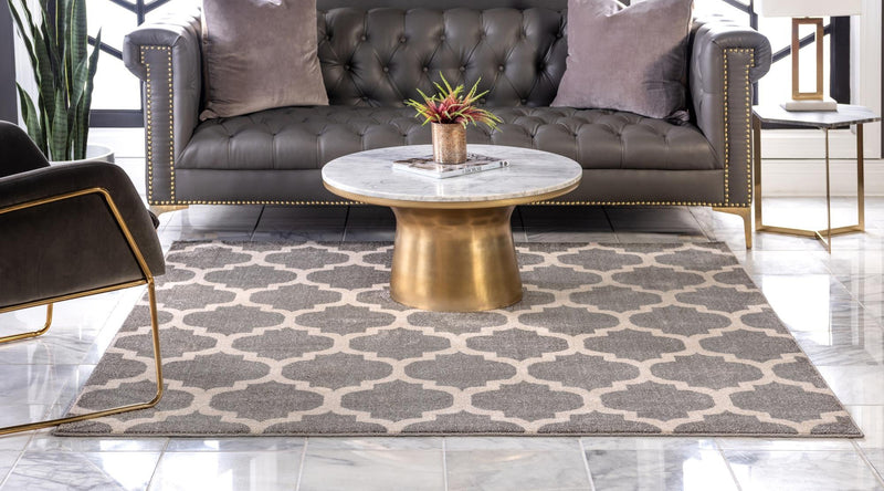 Lattice Gardens Collection Area Rug - Bloomfield (Dark Gray) Square Dark Gray lifestyle 28