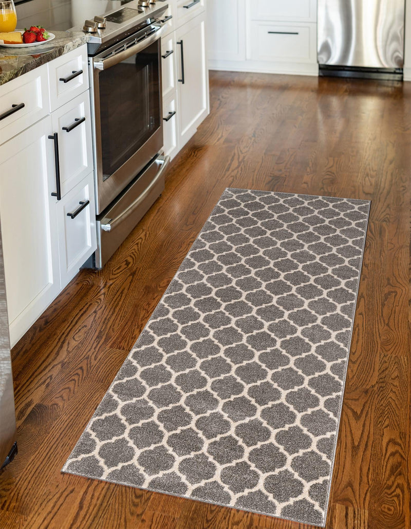 Lattice Gardens Collection Area Rug - Bloomfield (Dark Gray) Runner Dark Gray lifestyle 31