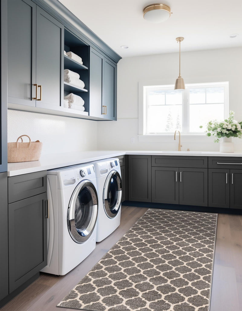Lattice Gardens Collection Area Rug - Bloomfield (Dark Gray) Runner Dark Gray lifestyle 35