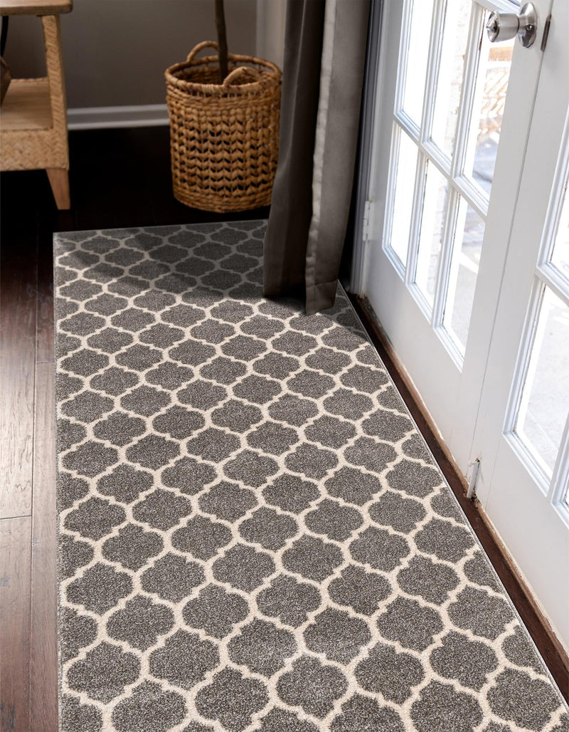 Lattice Gardens Collection Area Rug - Bloomfield (Dark Gray) Runner Dark Gray lifestyle 43