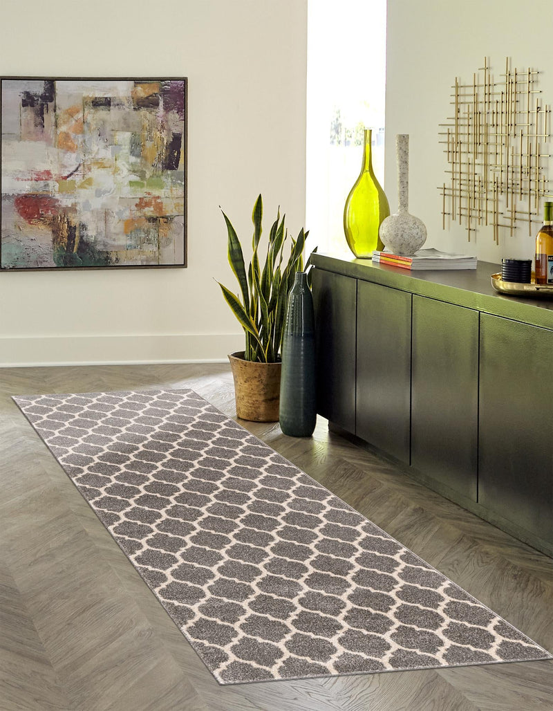 Lattice Gardens Collection Area Rug - Bloomfield (Dark Gray) Runner Dark Gray lifestyle 51