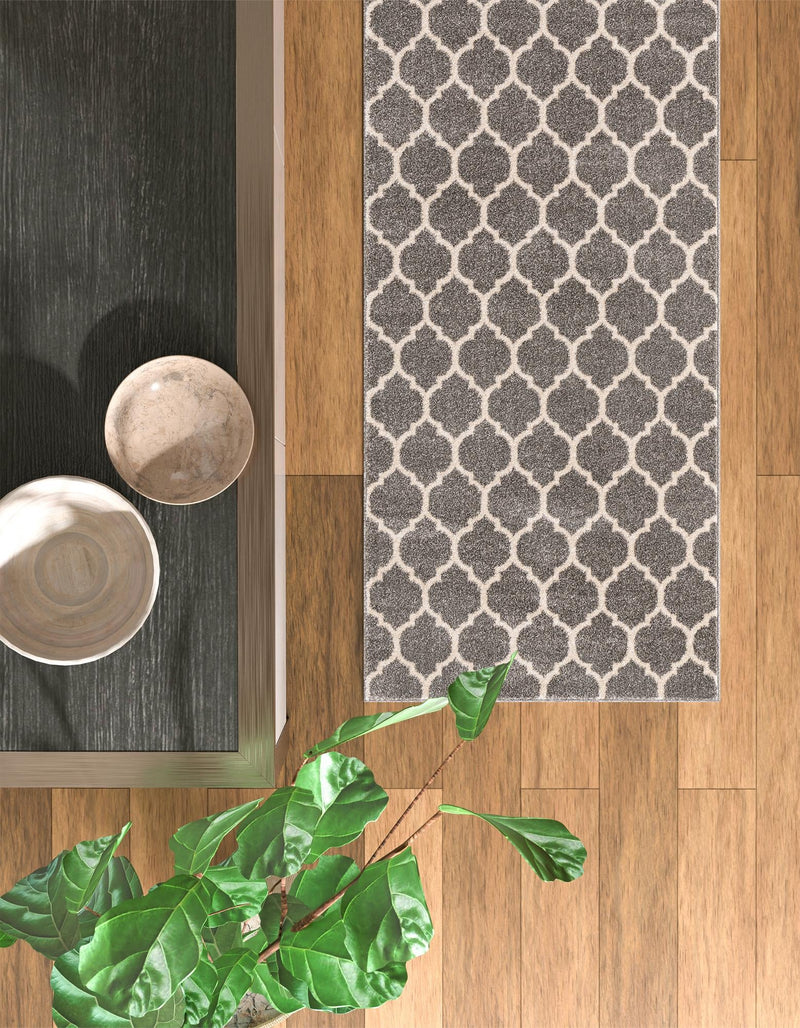 Lattice Gardens Collection Area Rug - Bloomfield (Dark Gray) Runner Dark Gray lifestyle 55