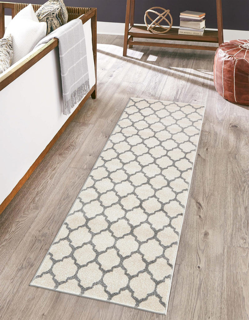 Lattice Gardens Collection Area Rug - Bloomfield (Beige and Gray) Runner Beige and Gray lifestyle 27