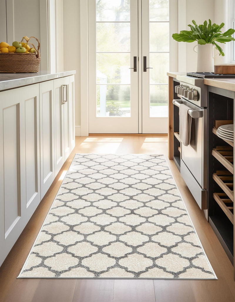 Lattice Gardens Collection Area Rug - Bloomfield (Beige and Gray) Runner Beige and Gray lifestyle 42