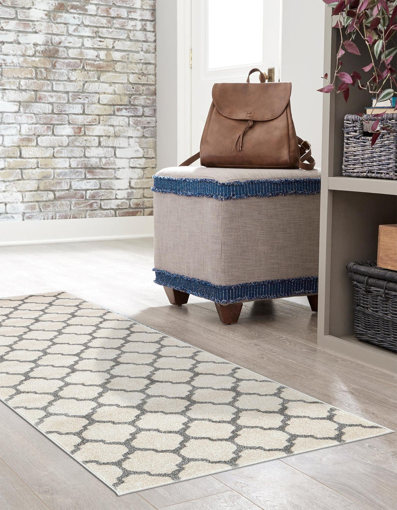 Lattice Gardens Collection Area Rug - Bloomfield (Beige and Gray) Runner Beige and Gray lifestyle 47