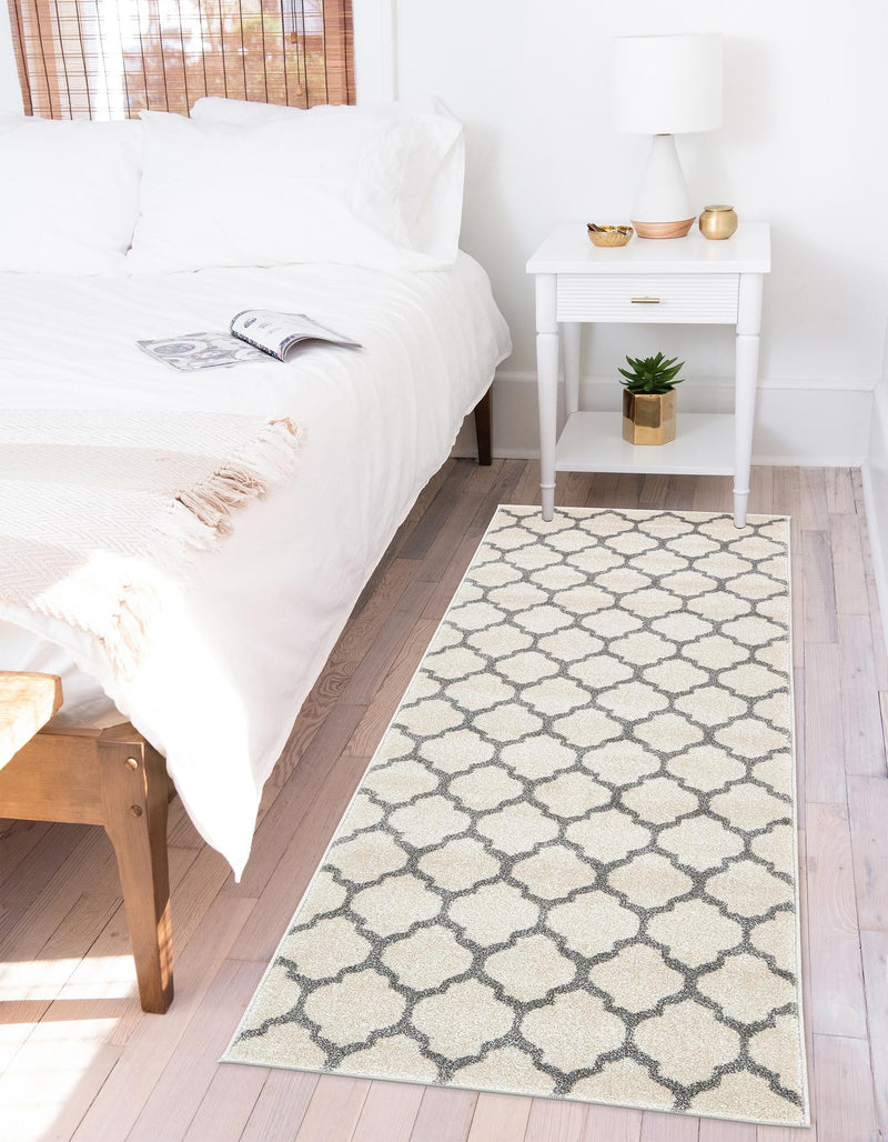 Lattice Gardens Collection Area Rug - Bloomfield (Beige and Gray) Runner Beige and Gray lifestyle 67