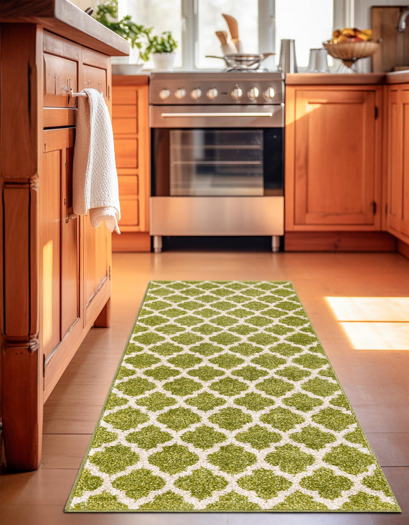Lattice Gardens Collection Area Rug - Bloomfield (Light Green) Runner Light Green lifestyle 31