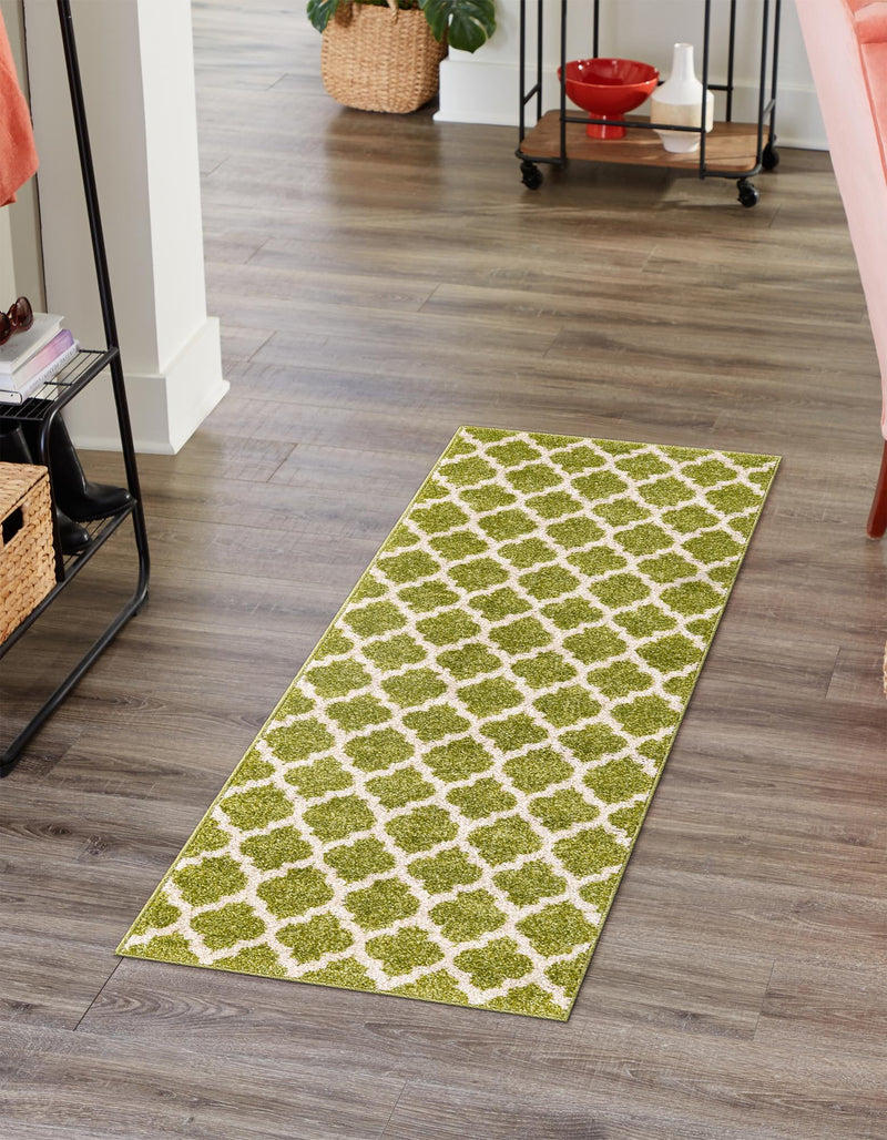 Lattice Gardens Collection Area Rug - Bloomfield (Light Green) Runner Light Green lifestyle 40