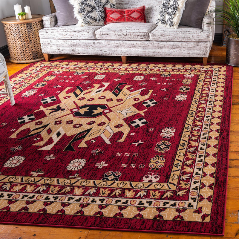 Tabriz Tapestries Collection Area Rug - Azerbaijan (Red) Square Red lifestyle 20