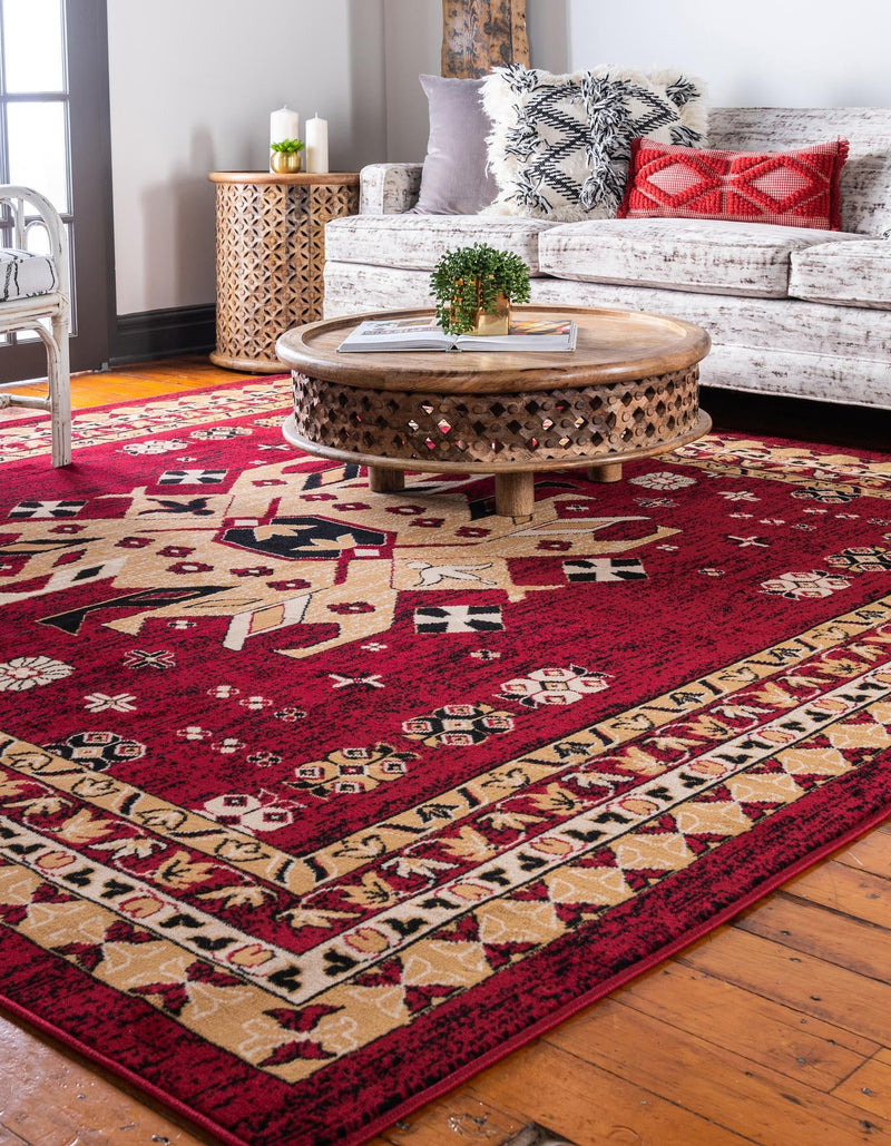 Tabriz Tapestries Collection Area Rug - Azerbaijan (Red) Square Red lifestyle 23
