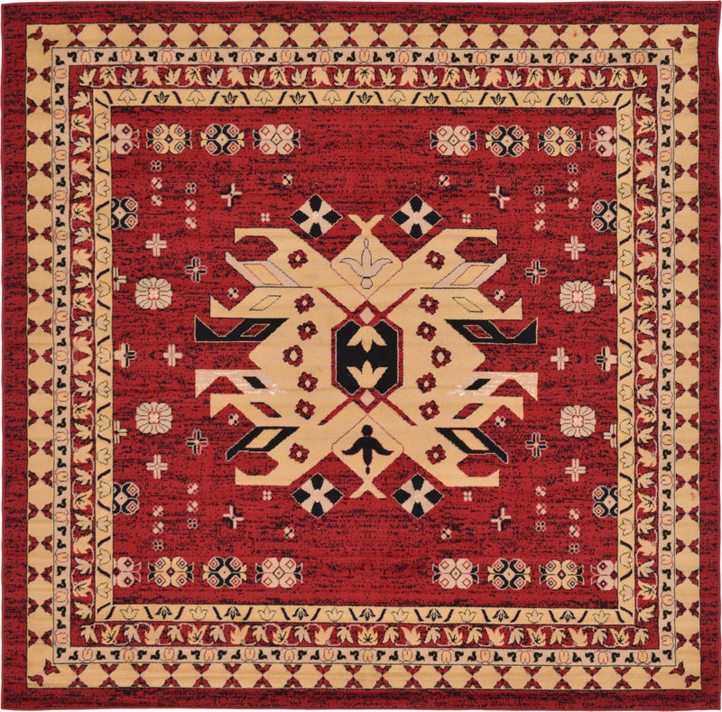 Tabriz Tapestries Collection Area Rug - Azerbaijan (Red) Square Red lifestyle 17