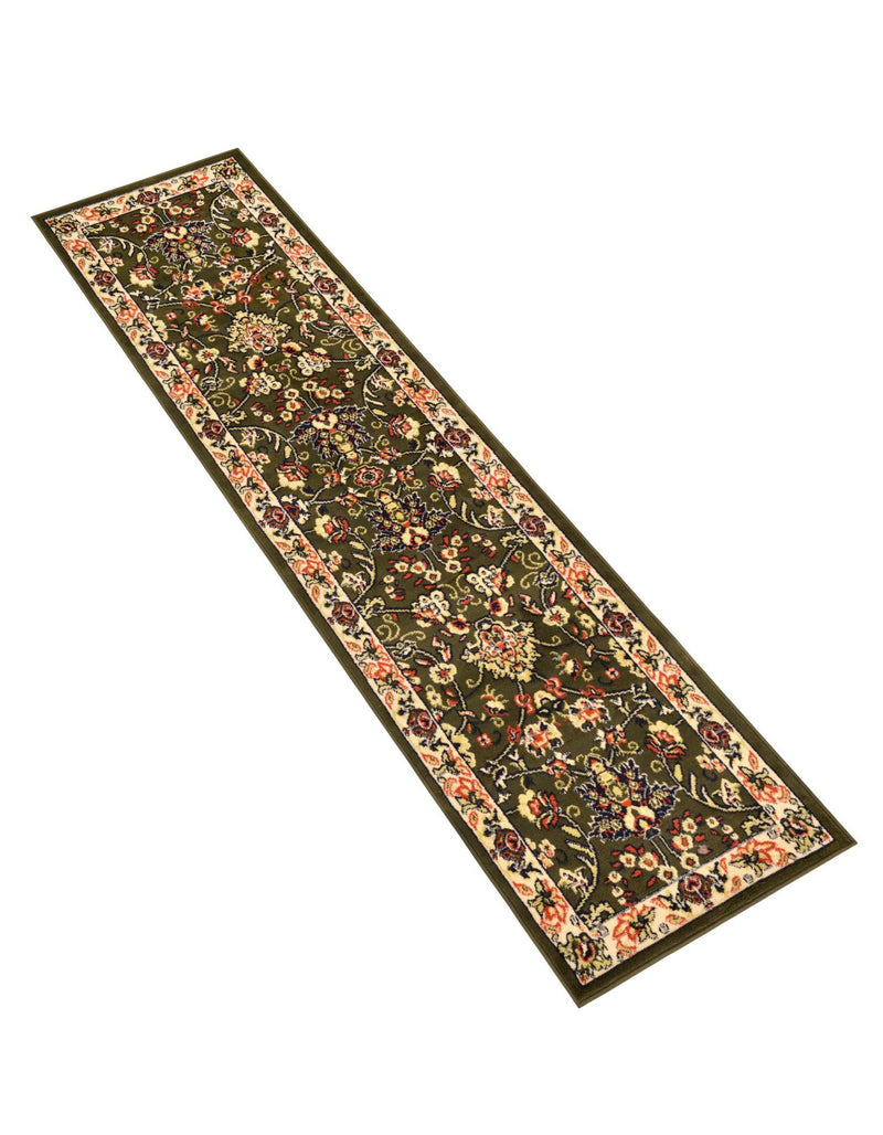 Isfahan Elegance Collection Area Rug - Naghsh-e Jahan (Green) Runner Green lifestyle 77