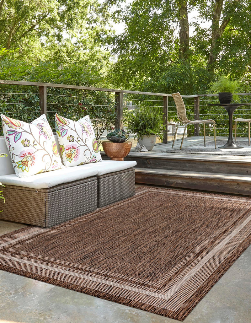 Patio Perimeter Collection Area Rug - Veranda (Brown) Rectangle Brown lifestyle 0
