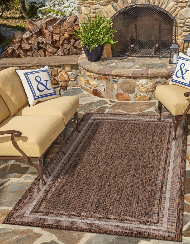 Patio Perimeter Collection Area Rug - Veranda (Brown) Rectangle Brown lifestyle 7