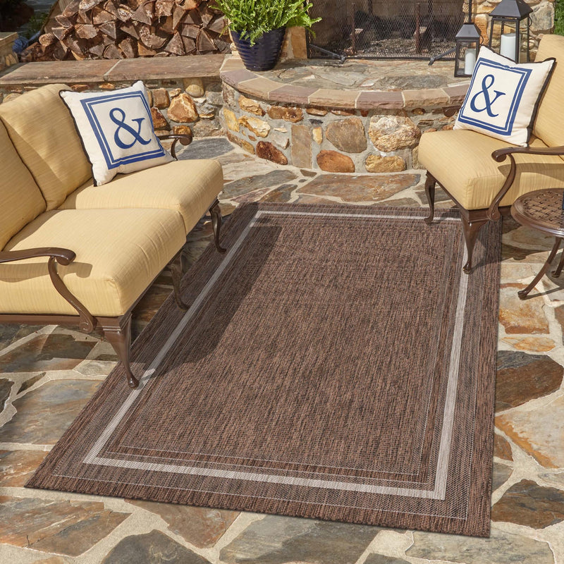 Patio Perimeter Collection Area Rug - Veranda (Brown) Rectangle Brown lifestyle 54