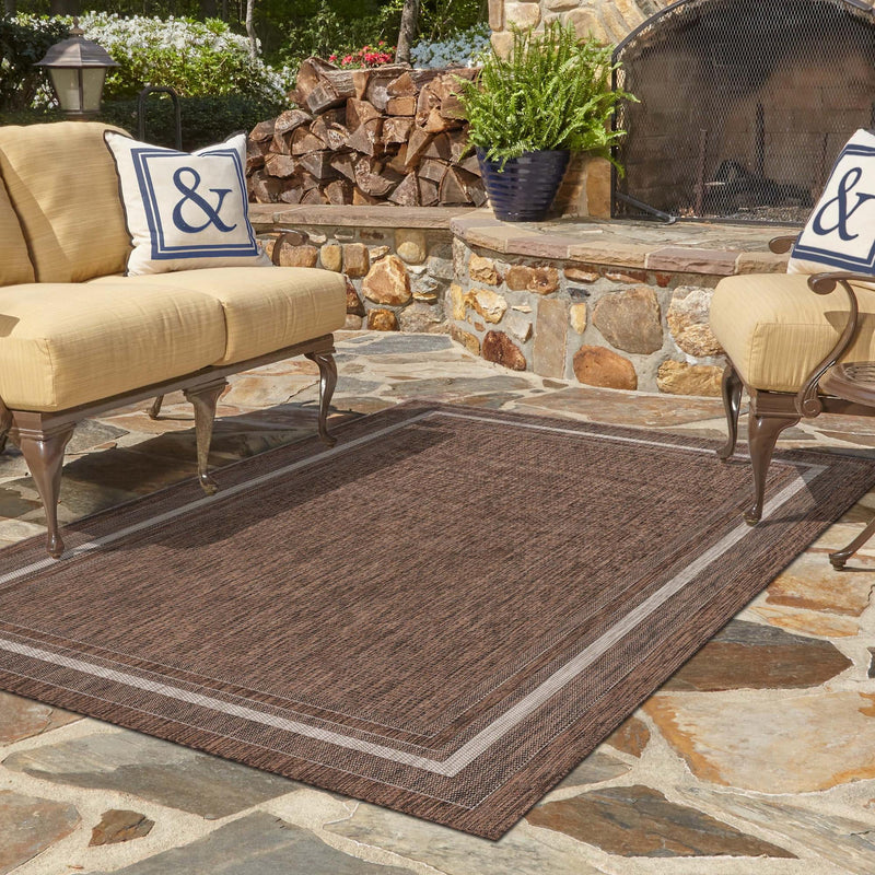 Patio Perimeter Collection Area Rug - Veranda (Brown) Rectangle Brown lifestyle 55